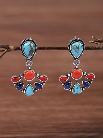 Boho Vintage Multicolor Turquoise Earrings Ethnic Vacation Beach Jewelry