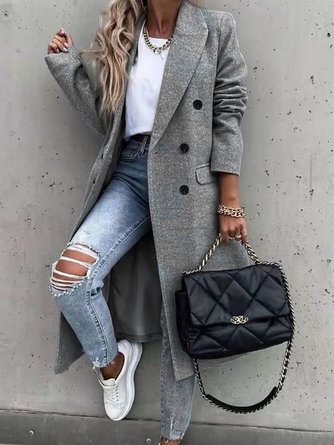 Loose Lapel Collar Casual Overcoat
