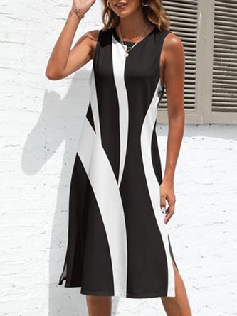 Black & White Abstract Sleeveless Dress