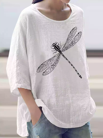 Linen Casual Dragonfly Top