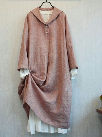 Casual Cotton And Linen Hoodie Blouse