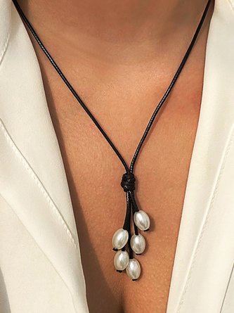 Boho Vacation Pearl Braided Necklace