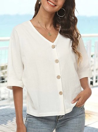 Loose Vacation V Neck Blouse