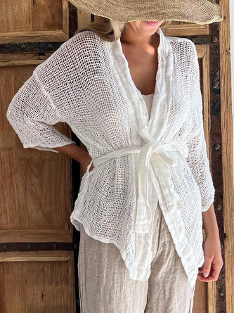 Plain Cotton And Linen Others Linen Jacket