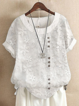 Plain Loose Linen Cotton And Linen Shirt