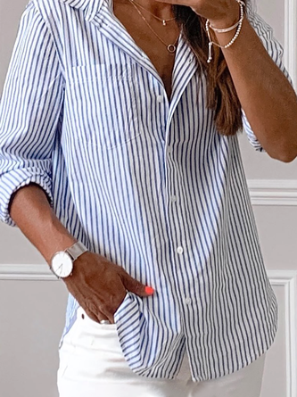 Striped Casual Long Sleeve Blouse