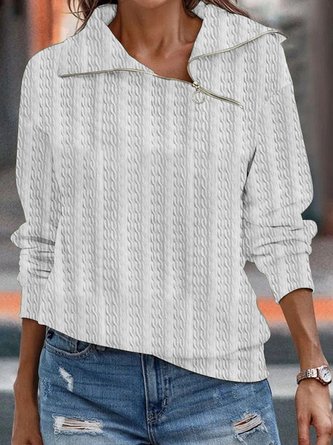 Plain Loose Casual Sweatshirt