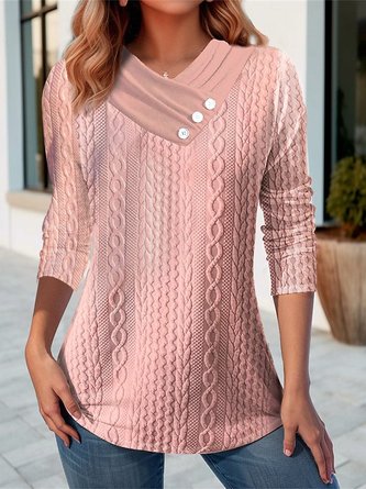 Casual Knitted Buckle Others Shirt