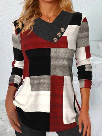 Loose Knitted Plaid Casual Sweatshirt
