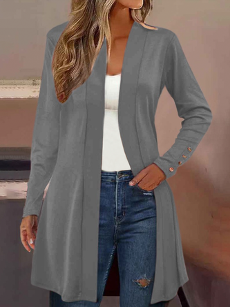 Women's Simple Loose Cotton-Blend Others Cardigan Jacket