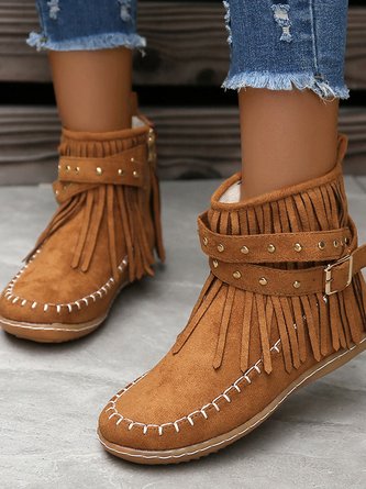 Suede Plain Western Boots