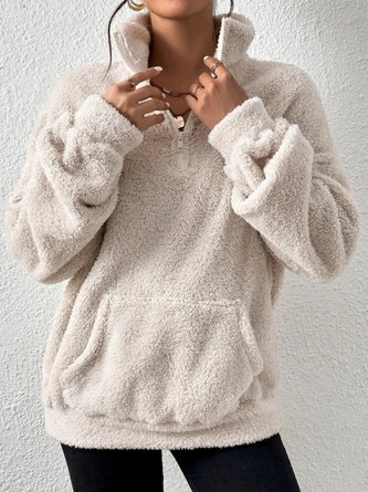 Fluff/Granular Fleece Fabric Casual Sweatshirt