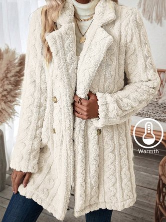 Plain Fluff/Granular Fleece Fabric Casual Teddy Jacket