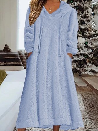 Casual Loose Fluff/Granular Fleece Fabric Dress With No
