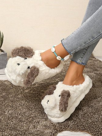 Cartoon Dog Warmth Fluffy Slippers