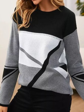 Yarn/Wool Yarn Casual Geometric Sweater