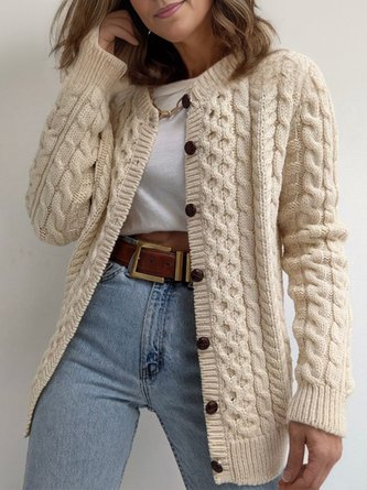 Loose Buttoned Simple Wrap Cardigan