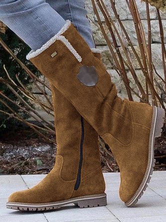 Winter Cotton Plain Casual Cotton-Padded Boots