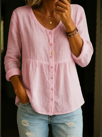 Long Sleeve Blouse Spring Fall Plain Printing V Neck Daily Going Out Casual Top