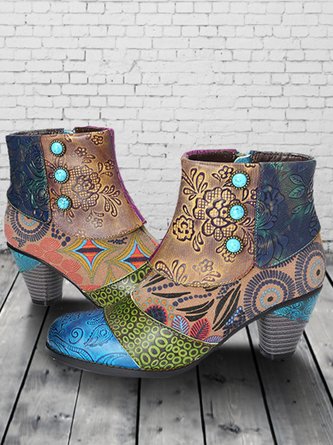 Women Flower Party & Evening Winter Ankle Leather Booties
