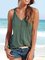 Buttoned Sleeveless V neck Casual Solid Tanks