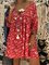 V Neck Long Sleeve Floral Shift Dresses