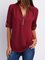 Zipper High Low Half Sleeve Casual Tops Blouses