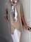 Women Linen Asymmetrical Hem Casual Top