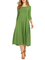 Swing 3/4 Sleeve Elegant Paneled Midi Swing Dress