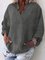 Casual Long Sleeve Cotton-Blend Plain Blouse