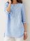 Striped Blouse Buttoned Stand Collar Slit Side Casual Shirt