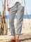 Khaki Cotton-Blend Casual Patchwork Pants