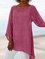 Women Cotton Long Sleeve Crew Neck Asymmetric Solid Blouses&Shirts