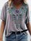 Plus Size Printed V Neck Boho Blouse