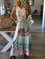 Floral Print Summer O-Neck Ombre Tie Dye Maxi Dresses