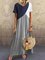 Color Block V Neck Plus Size Shift Maxi Dress
