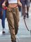 Casual Plain Pockets Cargo Pants