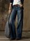 Blue Casual Pockets Denim plus size Pants