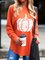 Orange Long Sleeve Casual Abstract Top