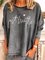 Letter Casual Long Sleeve Cotton-Blend Shirt