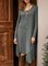 Gray Plain Crew Neck Casual Dress