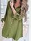 Army Green Long Sleeve Cotton-Blend Shift Plain Shirts & Tops