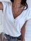 White Cotton Solid V Neck Short Sleeve T-Shirt