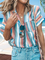 Women Tops Turn-Down Collar Daytime Pockets Blouse