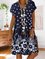 A-Line V Neck Printed Ethnic Short Sleeve Dresses