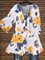 3/4 Sleeve V Neck Cotton Floral Top