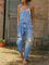 Blue Square Neck Sleeveless Denim One-Pieces