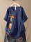 Blue Casual Animal Cotton-Blend Top