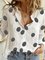 Long Sleeve 1 White Women Blouse & Shirt V Neck Cotton Casual Printed Daily Blouse & Shirt