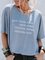 Gray Blue Round Neck Short Sleeve Shirts & Tops